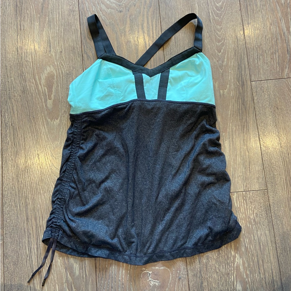 lululemon athletica Black and Teal Strappy Tank Top